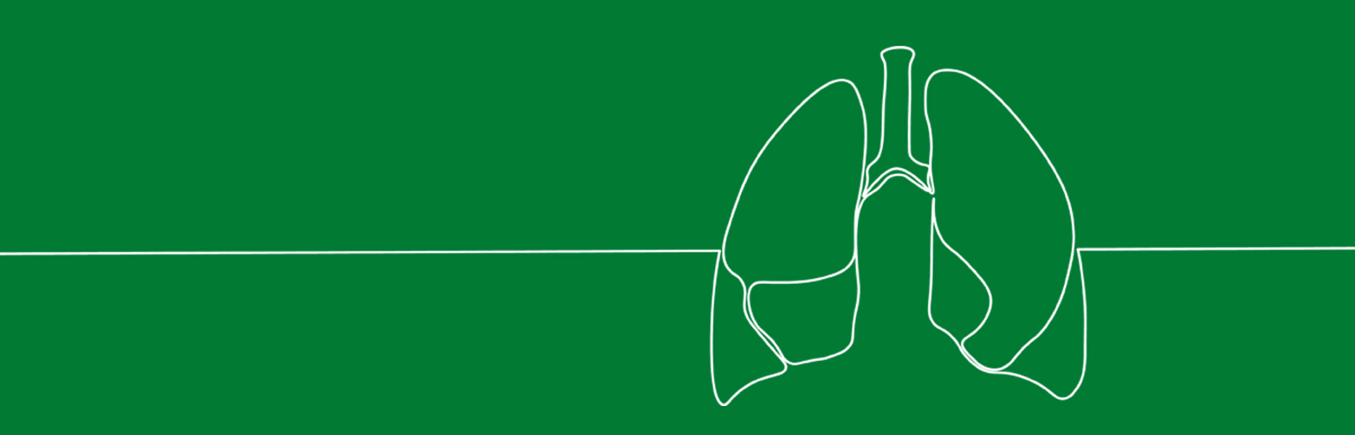 Fundo verde com ilustração branca de pulmão 